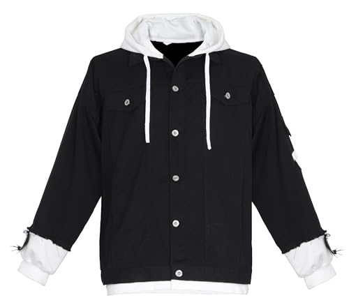 Anime Hoodie Denim Jacket Women's Ripped Long Sleeve Jean Trucker Jackets Girls Button Down Sweatshirt2