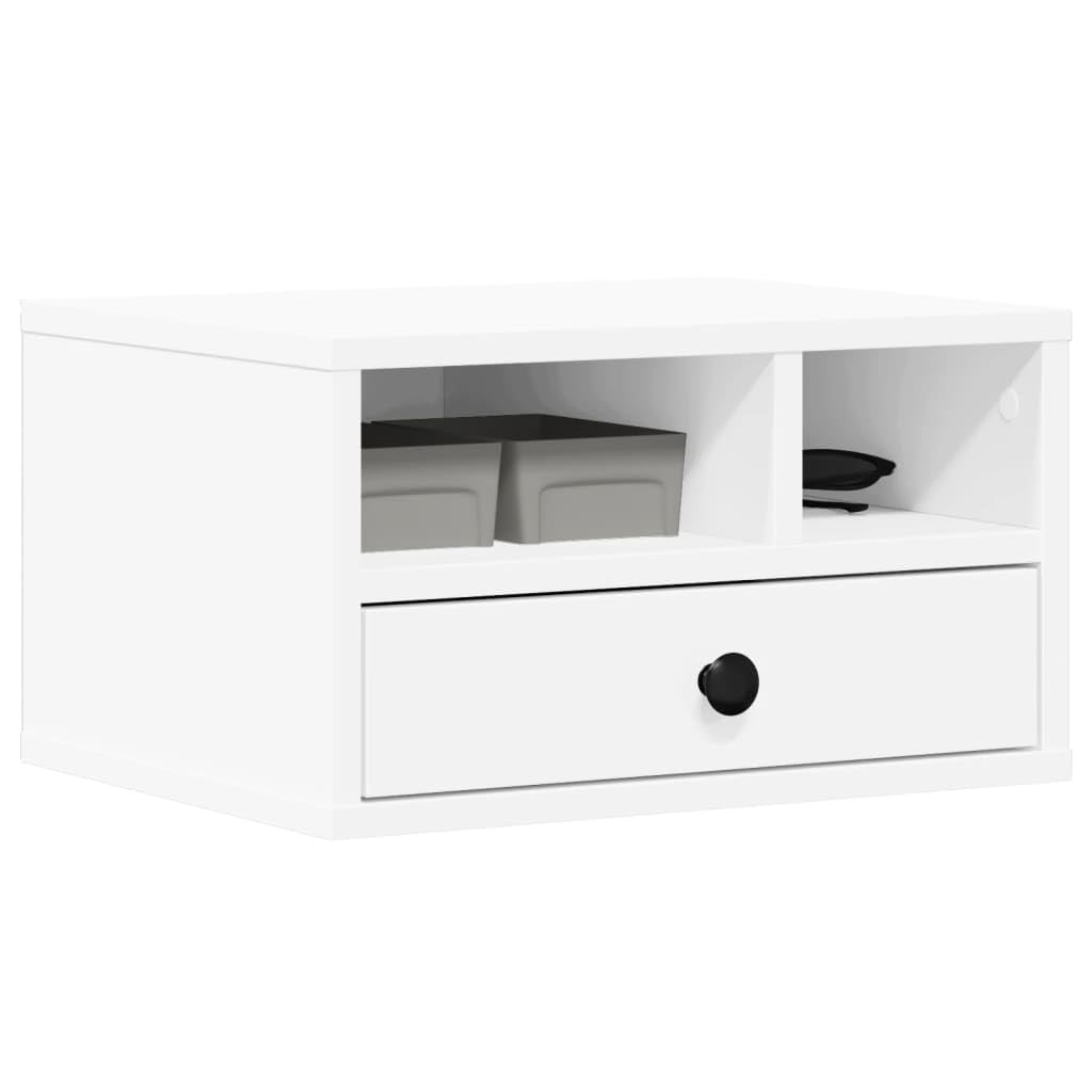 Druckerständer Weiß 40x32x22,5 cm Holzwerkstoff Beistelltisch für Büro Wohnzimmer Schlafzimmer