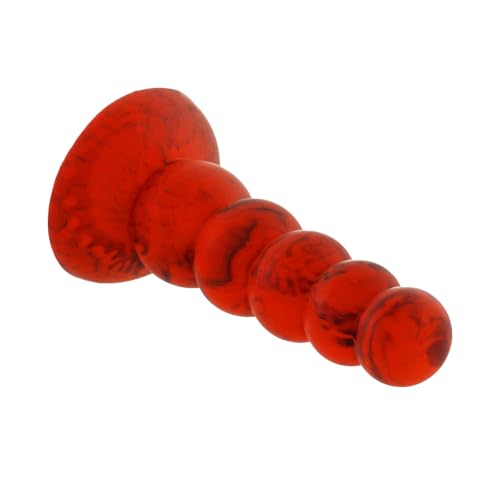 5 Kugeln Dildo, 17cm lange Anal Perlen Vaginal G-Punkt Tiefe Stimulation, Butt Plug mit starken Saugnapf für Männlich Weiblich, Flüssig Silikon Anal Plug Adult Sex Toy,Red