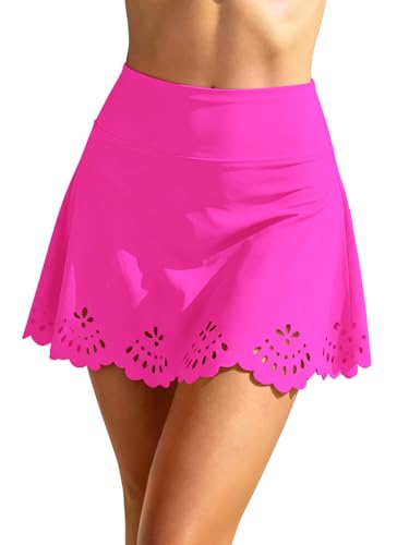 Jupe de natation pour femme taille haute avec short intégré Shekini noir