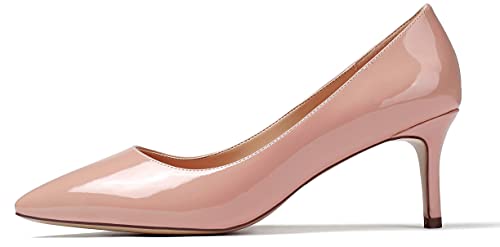 Eldof Women's Kitten Heel Pumps Pointed Toe Low Heels Slip on Comfort Pumps 2.6 Inches for Dress Party Office3