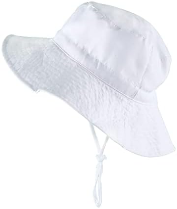 Saniripple Baby Sun Hat UPF 50+ Sun Protection Adjustable Wide Brim Bucket Toddler Hat Beach Hats for Baby Enjoy The Summer White #1 3-9 Months