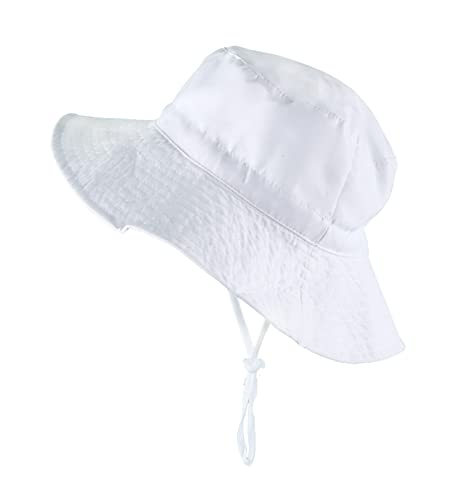 Saniripple Baby Sun Hat Upf 50+ Sun Protection Adjustable Wide Brim Bucket Toddler Hat Beach Hats For Baby Enjoy The Summer White #1 3-9 Months #TOP3
