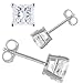 Noureda 14K White Gold Stud Earring Aprx 3 Carat Total Weight, 6mm Each Princess Cut Simulated Diamond Earring. Set on High Quality Prong Setting & Friction Style Post