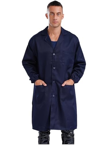 Image of CHICTRY Unisex Resistant Work Coat Lapel V Neck Long Sleeve Front Button Dustproof Jacket Lab Coat