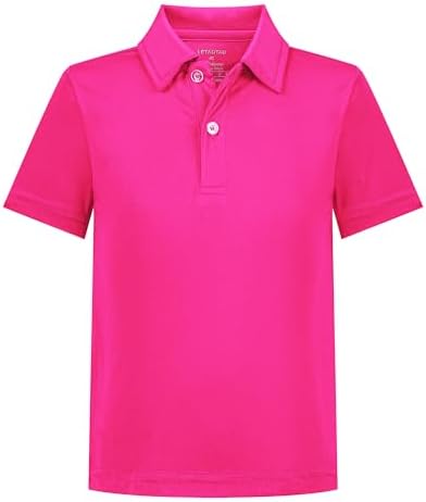 LETAOTAO Toddler to Youth Boys Performance Polo Shirts, Neon Short Sleeve School Uniform Shirts for Kids, Golf & Sports, 2T–16 Years (Neon Pink, 12Years)