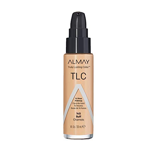 Almay Liquid Foundation, Truly Lasting Color, Long Wearing Natural Finish, Vitamin E and Lemon Extract, Hypoallergenic, Cruelty-Free, Dermatologist Tested, 140 Buff, 1 fl oz