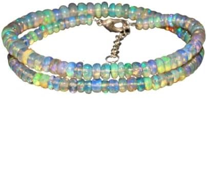 Äthiopische Opal-Perlen AAA - 43 Karat Welo Feueropal-Rondelle, Natürliche Edelsteinperlen in Weiß