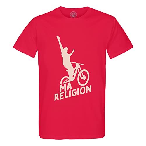 T-Shirt VTT Homme en Coton Bio - Ma Religion Vélo Cyclisme Montagne