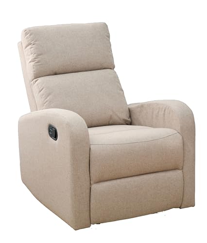 MOMMA HOME Sillón Relax reclinable, TAVIRA   Sillón Reclinable Manual   Tela Antimanchas   Medidas: Ancho 71 x Profundo 93 x Alto 101 cm (Tela Beige)
