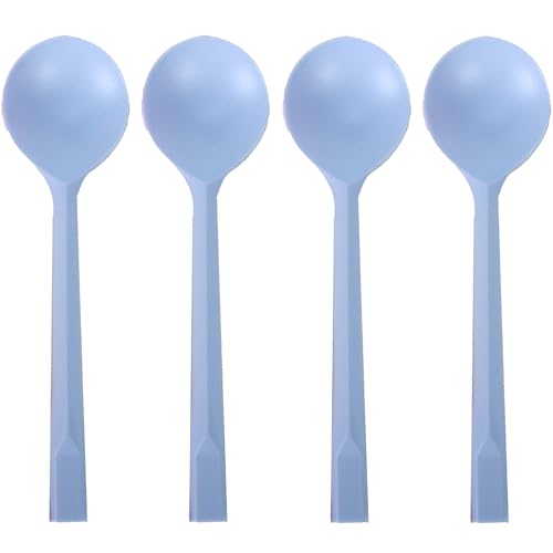 100 Count Independent Packaging Soup Spoons, Heavy Disposable Plastic Spoons for Cake Dessert Ice Cream (Blue)