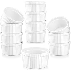 Cazuelitas Individuales MALACASA, Ramekin.Dish Series, Juego de 12 piezas, MINI Moulds Magdalenas de 9 cm Ø Molde de Porcelana Magdalena para Hornear Cazuela