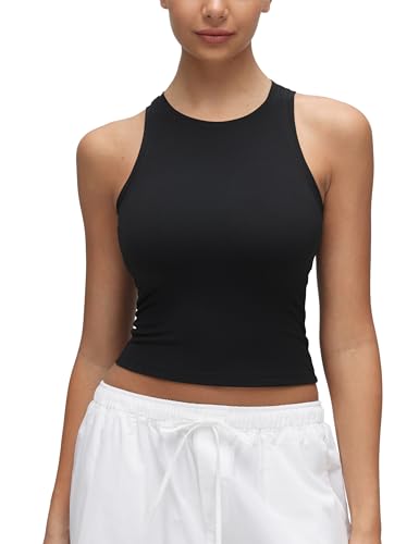 CRZ YOGA Softembrace High Neck Casual Tops for Women Soft Double Lined Sleeveless Shirts Basic Summer Going Out Tanks - Main Image
