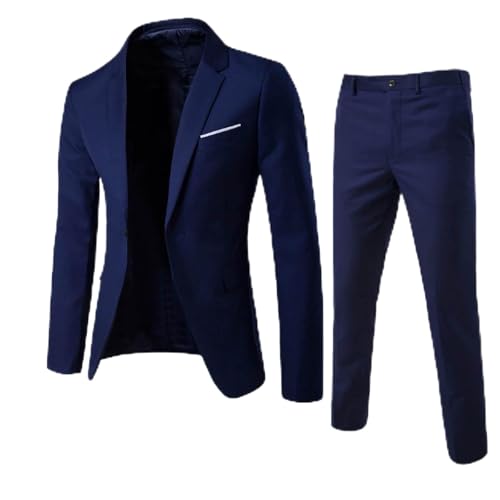 Men's 2 Piece Suits Slim Fit Groom Blazer Set 1 Button Dress Suit Jacket Pants Set for Party,Wedding and Business - Main Image