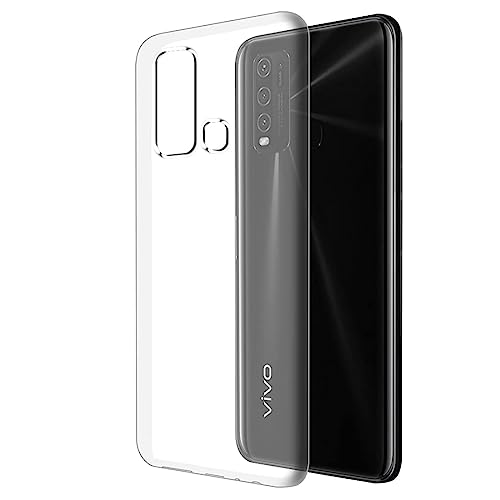 Image of Fashionury Crystal Clear Case for Vivo Y30 | Yellowing Resistance | Transparent TPU Silicone | Raised Camera Lips | Slim Transparent Cover