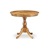 East West Furniture AMT-ANA-TP Antique Dining Room Table - a Round Kitchen Table Top with Pedestal Base, 36x36 Inch, Natural