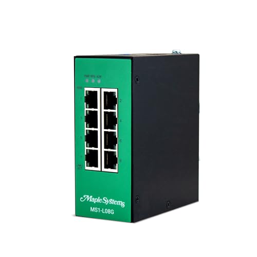 Image of MS1-L08G. Industrial 8-Port Lite-Managed Network Switch, 10 /100 /1000 RJ45, Metal Housing, DIN Rail Mount, 1.97x4.56x3.93 in, 1.10 lb, 20-57 VDC.