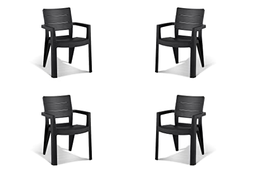 Keter Pack 4 sillas Ibiza de Exterior, para el jardín, gráfito
