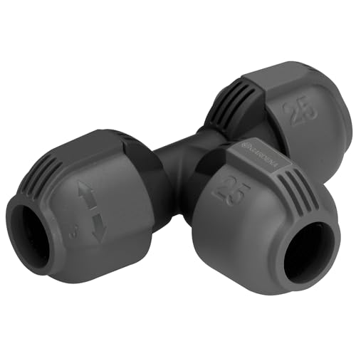 Gardena Sprinklersystem T-Stück: Rohrverbinder für Rohrabzweigung des Verlegerohrs 25 mm Quick&Easy Verbindungstechnik kompatibel mit Gardena Verlegerohre 25 mm werkzeuglose Montage (2771-20)