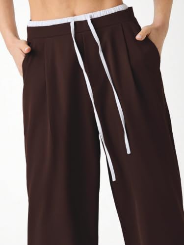 Image of Leriya Fashion Women High Waist Wide Leg Trousers | Summer Stretch Poly Lycra Palazzo Pants | Casual, Office & College Outfits | Flared Korean Style | Available in Sizes 28 to 38