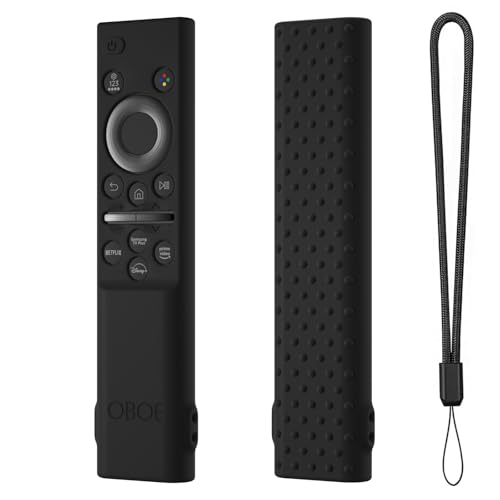 Image of OBOE Silicone TV Remote Cover for Samsung Remote BN59-01311 QLED, Black | Open Key Protective Case, With Loop, Remote NOT Included