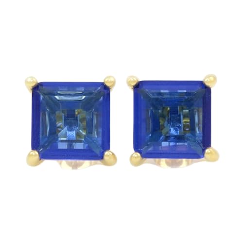 Boucles d'oreilles saphir bleu naturel à tige carrée pour sublimer vos tenues chic