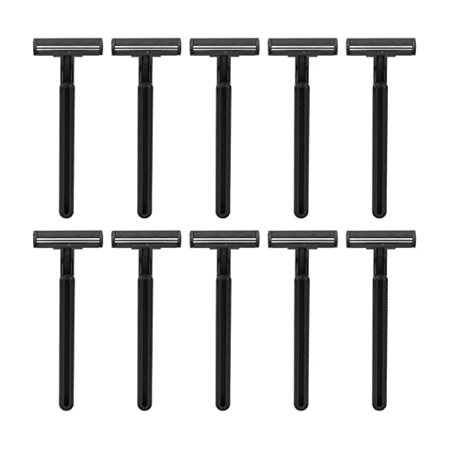 Cortacésped desechable para hombres, 10pcs manguito de cabeza de recortadora manual para evitar el deslizamiento agarre cómodo doble capa cuchillas para el cabello de los brazos para el hotel