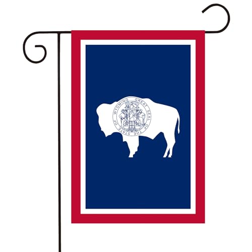 Bandiera da giardino dello stato del Wyoming, 30,5 x 45,7 cm, doppia faccia, per esterni, piccola bandiera del Wyoming, resistente, dai colori vivaci, decorazione per cortile, prato, regalo,