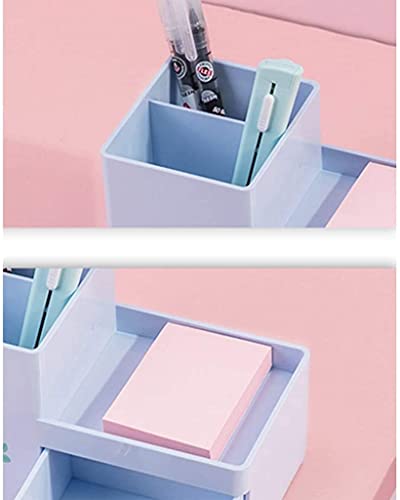Portalápices Portalápices de Oficina, Caja de Almacenamiento Multifuncional para Suministros de Escritorio de Oficina, Escritorio para Tarjetas de Visita con lápiz de Gran Capacidad (Azul)