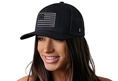 Image of HAKA American Flag Trucker Hat - USA Flag Mesh Snapback Cap for Men, Women & Golf, Patriotic Baseball Dad Hat