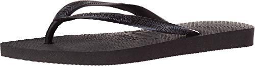 Havaianas Women's Slim Flip Flops Sandals - Black, 7/8