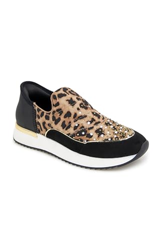 Kenneth Cole Reaction Women's Women's Cameron Easy ON Puff Sneaker, Leopard Neoprene, 8