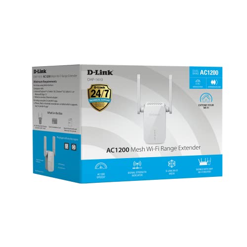D-Link Dap-1610 Range Extender Ripetitore Wi-Fi Ac1200 Dual Band, 1200 Mbps,1 Porta Lan, Fast Ethernet, Bianco - Immagine 2