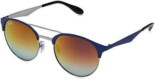 Ray-Ban RB3545 Metal Round Sunglasses, Gunmetal/Matte Blue/Gradient Violet, 54 mm