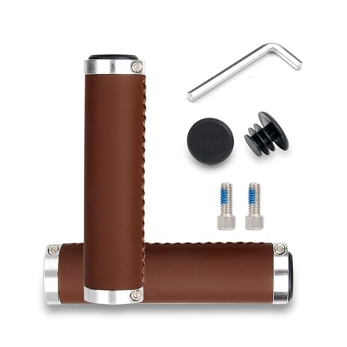 Poignées de guidon de vélo de montagne avec pince de verrouillage unique, poignées de guidon de vélo en cuir synthétique, légères et ergonomiques pour VTT/BMX (marron foncé) Poignées de guidon de vélo de montagne avec pince de verrouillage unique, poignées de guidon de vélo en cuir synthétique, légères et ergonomiques pour VTT/BMX (marron foncé)