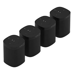 Sonos One (Gen 2) Four Room Set Voice Controlled Smart Speaker with Amazon Alexa Built in (4-Pack Black)