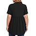 Womens Plus Size Henley Tops Casual V Neck Short Sleeve T Shirts Button Babydoll Loose Fit Peplum Tops Summer Outfits Black