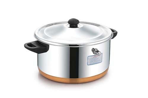 Image of Expresso Stainless Steel Eco-Friendly Double Handle Milk Boiler Pot w /Copper Bottom, Milk Boiler for Kitchen 4 Litre