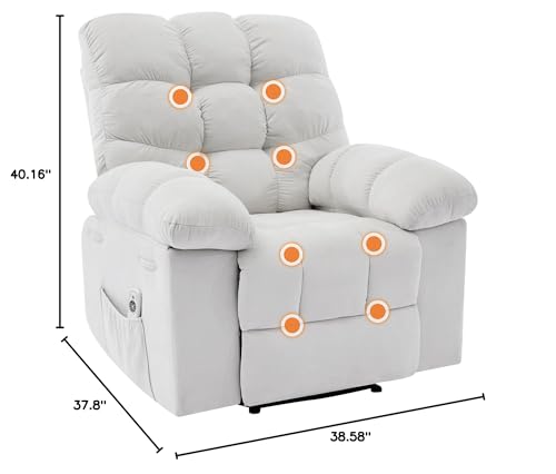 Sillón reclinable blanco con masaje y calor miniatura 3