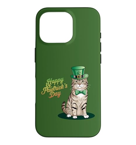 Happy St. Pawtrick's Day ? Tabby Saint Patrick's Day Paw �X�}�z�P�[�X iPhone 16 Pro �p