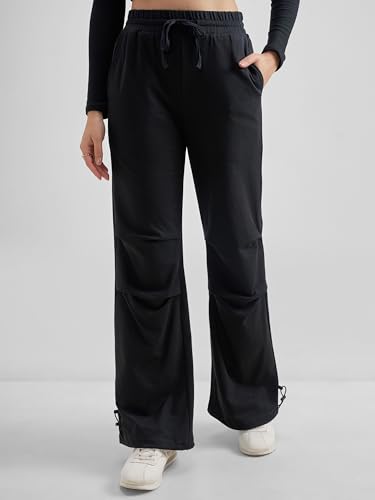 Image of Tokyo Talkies Baggy Loose Fit Parachute Trousers |High Rise with Drawstrings|Elasticated with Side Pockets