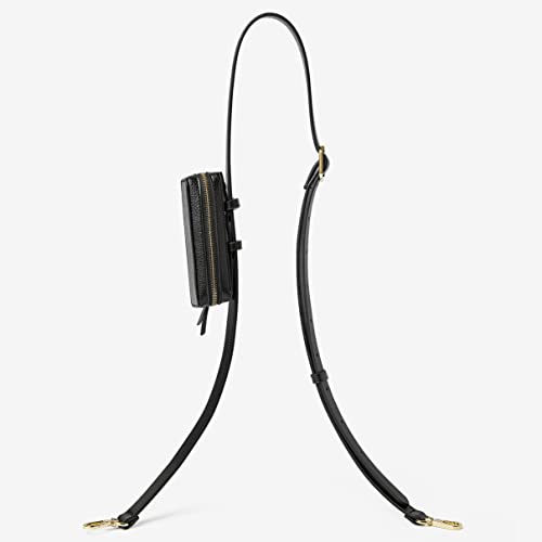 Zve Purse Strap Replacement Crossbody With Small Pouch, Adjustable Long Leather Strap For Camera Handbag Clutches Diy Bags Carrying Lipstick Coins Lighter For Women Men- 40-52” (Black) #TOP24