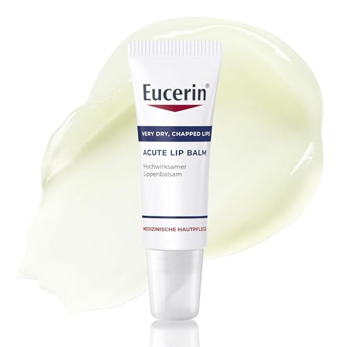Eucerin UreaRepair Acute Lip Balm 10 ml, feuchtigkeitsspendende Lippenpflege mit natürlichen Ölen und Panthenol, beruhigender Lippenbalsam für trockene und rissige Lippen