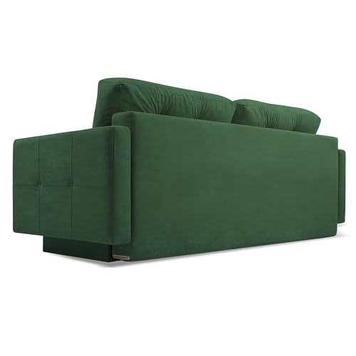 Fabryka Mebli Idźczak Schlafsofa Sofa Pastella Couch Ausklappbares Schlaffunktion Bettkasten - Kissen Bettzeugbehälter Hilfsautomat Wohnzimmer, Gästezimmer Modern Design (Kronos 19 Grün) – Bild 7