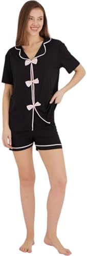 ca lia BAMBOO FİYONKLU ŞORTLU TAKIM (SİYAH, 2XL) - Görsel 1