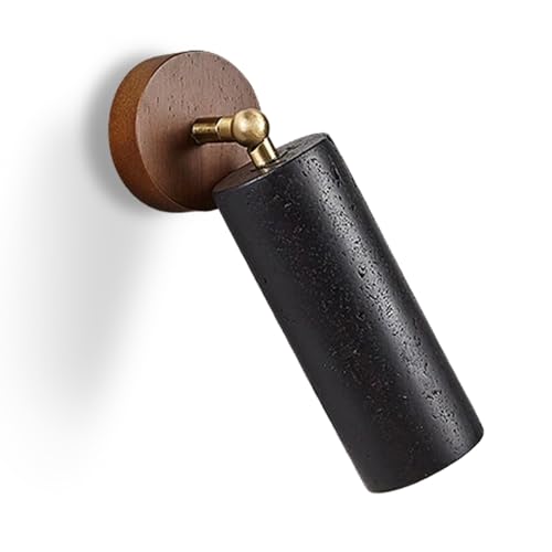 Lámpara de pared de noche en travertino y madera para un dormitorio relajante