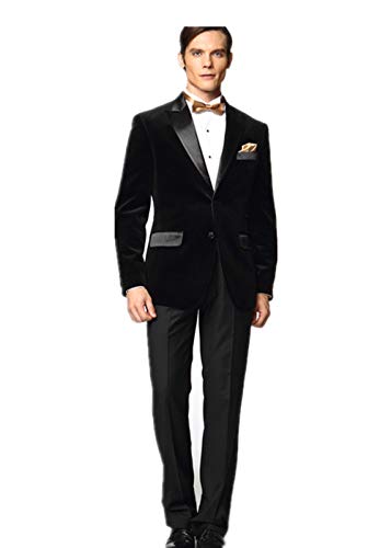 Costume d'affaires homme noir velours smoking de bal chic avec revers