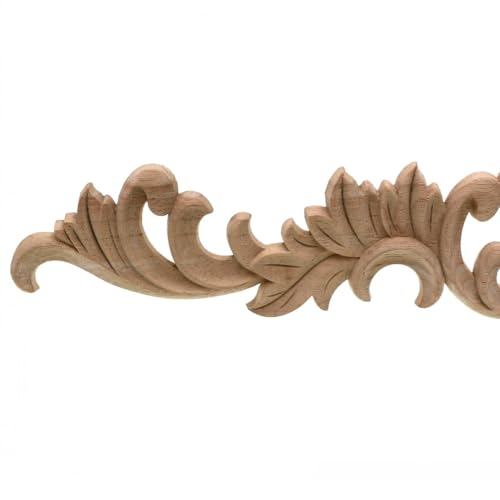 Sculpture sur Bois Applique d'Angle Décorative pour Meubles de Style 60x8 cm