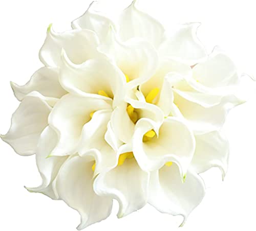 Lnhomy Artificial Calla Lily 2Ft Long Stem Fake Latex Real Touch Artificial Flower Bouquets For Bridal Wedding Home Party Décor, (Cream) #TOP6