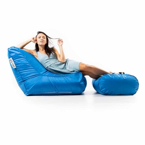 LIVEDECO - Fauteuil Pouf XXL Déhoussable, Extérieur, Outdoor, Jardin, Terrasse, Bleu Turquoise BiG52 Iron RAW